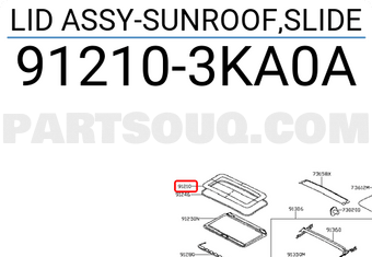 Nissan 912103KA0A LID ASSY-SUNROOF,SLIDE