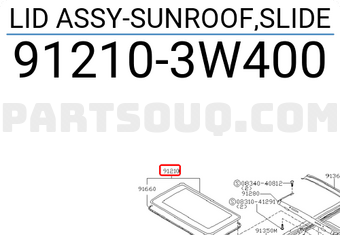 Nissan 912103W400 LID ASSY-SUNROOF,SLIDE