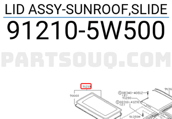 Nissan 912105W500 LID ASSY-SUNROOF,SLIDE