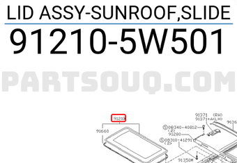 Nissan 912105W501 LID ASSY-SUNROOF,SLIDE
