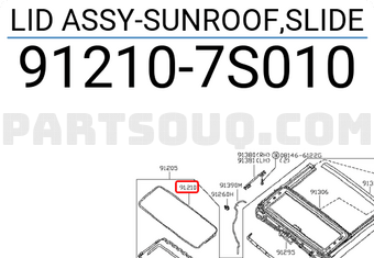 Nissan 912107S010 LID ASSY-SUNROOF,SLIDE