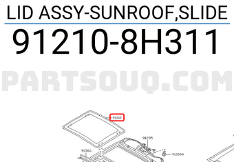 Nissan 912108H311 LID ASSY-SUNROOF,SLIDE