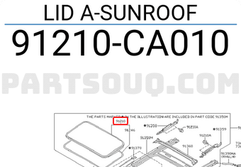 Nissan 91210CA010 LID A-SUNROOF