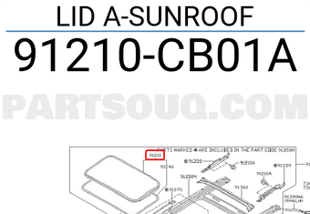 Nissan 91210CB01A LID A-SUNROOF