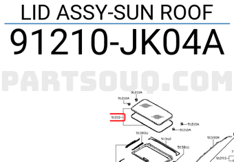 Nissan 91210JK04A LID ASSY-SUN ROOF