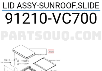 Nissan 91210VC700 LID ASSY-SUNROOF,SLIDE