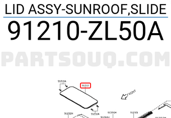 Nissan 91210ZL50A LID ASSY-SUNROOF,SLIDE