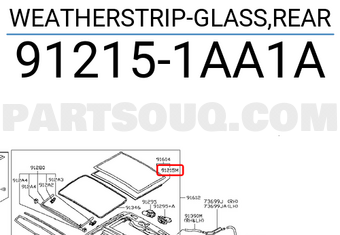 Nissan 912151AA1A WEATHERSTRIP-GLASS,REAR