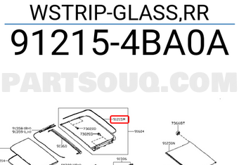 Nissan 912154BA0A WSTRIP-GLASS,RR