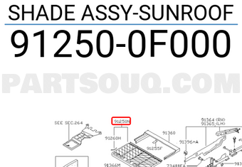 Nissan 912500F000 SHADE ASSY-SUNROOF