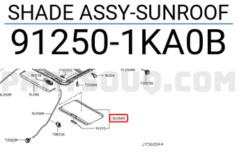 Nissan 912501KA0B SHADE ASSY-SUNROOF