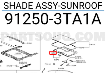 Nissan 912503TA1A SHADE ASSY-SUNROOF