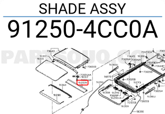Nissan 912504CC0A SHADE ASSY