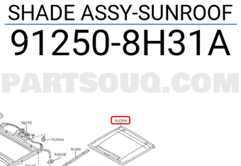 Nissan 912508H31A SHADE ASSY-SUNROOF