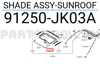 Nissan 91250JK03A SHADE ASSY-SUNROOF