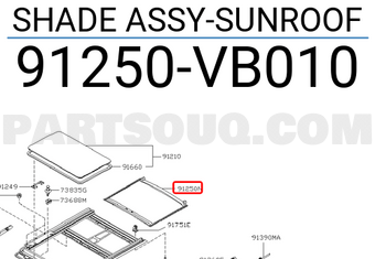 Nissan 91250VB010 SHADE ASSY-SUNROOF