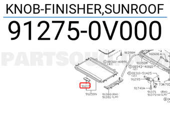 Nissan 912750V000 KNOB-FINISHER,SUNROOF