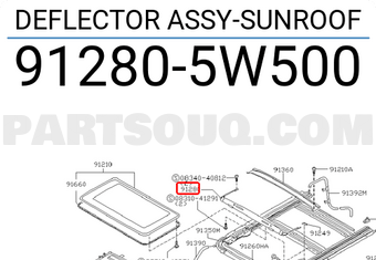 Nissan 912805W500 DEFLECTOR ASSY-SUNROOF