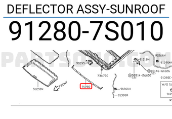 Nissan 912807S010 DEFLECTOR ASSY-SUNROOF