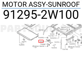 Nissan 912952W100 MOTOR ASSY-SUNROOF