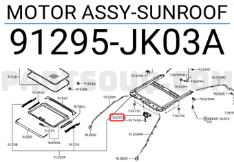 Nissan 91295JK03A MOTOR ASSY-SUNROOF