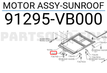 Nissan 91295VB000 MOTOR ASSY-SUNROOF