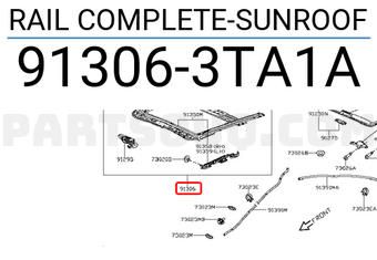 Nissan 913063TA1A RAIL COMPLETE-SUNROOF