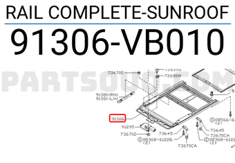 Nissan 91306VB010 RAIL COMPLETE-SUNROOF