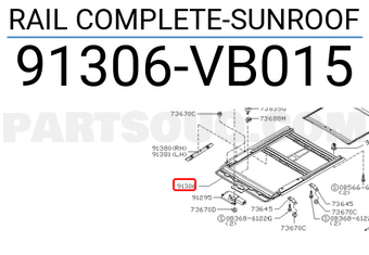 Nissan 91306VB015 RAIL COMPLETE-SUNROOF