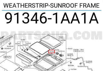 Nissan 913461AA1A WEATHERSTRIP-SUNROOF FRAME