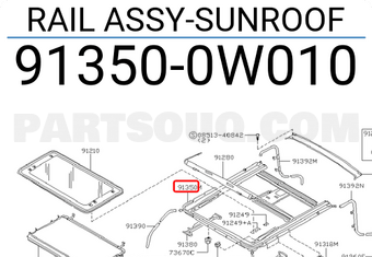 Nissan 913500W010 RAIL ASSY-SUNROOF