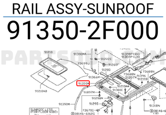 Nissan 913502F000 RAIL ASSY-SUNROOF