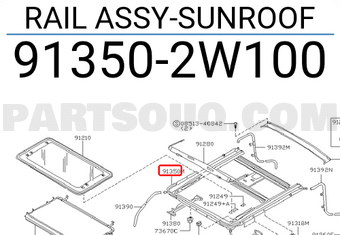 Nissan 913502W100 RAIL ASSY-SUNROOF