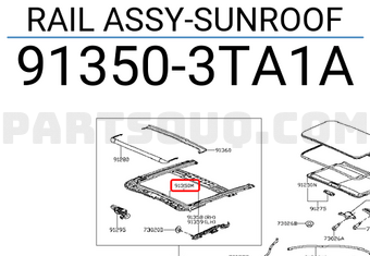Nissan 913503TA1A RAIL ASSY-SUNROOF