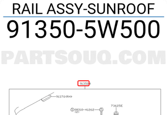 Nissan 913505W500 RAIL ASSY-SUNROOF