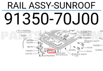 Nissan 9135070J00 RAIL ASSY-SUNROOF
