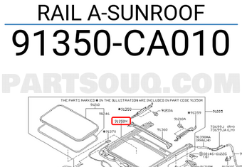 Nissan 91350CA010 RAIL A-SUNROOF