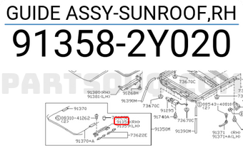 Nissan 913582Y020 GUIDE ASSY-SUNROOF,RH
