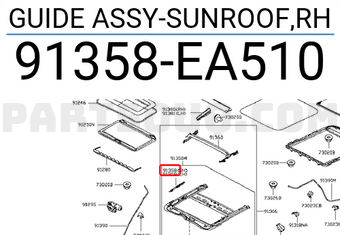 Nissan 91358EA510 GUIDE ASSY-SUNROOF,RH