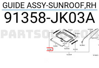 Nissan 91358JK03A GUIDE ASSY-SUNROOF,RH
