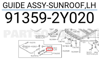 Nissan 913592Y020 GUIDE ASSY-SUNROOF,LH