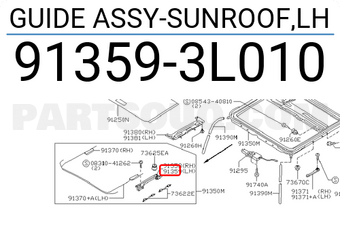 Nissan 913593L010 GUIDE ASSY-SUNROOF,LH