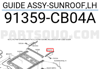 Nissan 91359CB04A GUIDE ASSY-SUNROOF,LH
