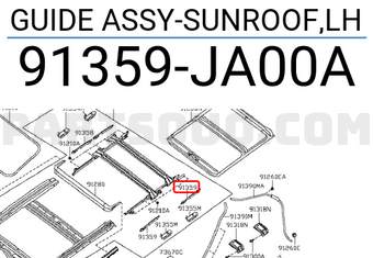 Nissan 91359JA00A GUIDE ASSY-SUNROOF,LH