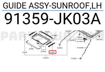 Nissan 91359JK03A GUIDE ASSY-SUNROOF,LH