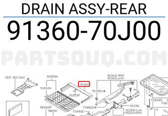 Nissan 9136070J00 DRAIN ASSY-REAR
