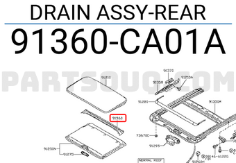 Nissan 91360CA01A DRAIN ASSY-REAR