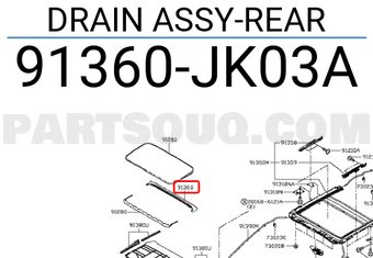 Nissan 91360JK03A DRAIN ASSY-REAR