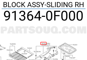Nissan 913640F000 BLOCK ASSY-SLIDING RH