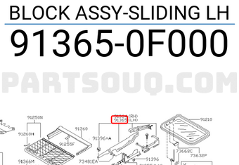 Nissan 913650F000 BLOCK ASSY-SLIDING LH